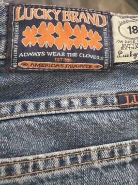 Vintage Y2K 2004 Lucky Brand Button Denim Jeans with Orange Accents Style 184